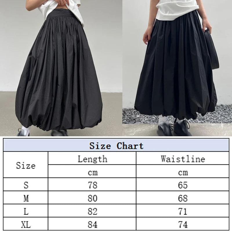 Kawaii Streetwear Vintage A-line Balloon Maxi Skirt