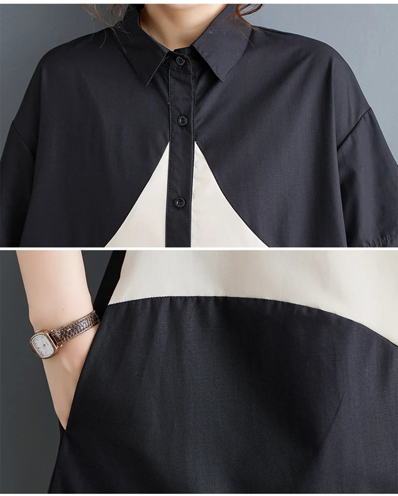 Vintage Patchwork Shirt Dress | Effortless Style Summer 2025 -  Écru Doux