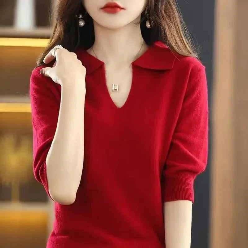 Autumn Winter Warm Sweater V-Neck Loose Pullover