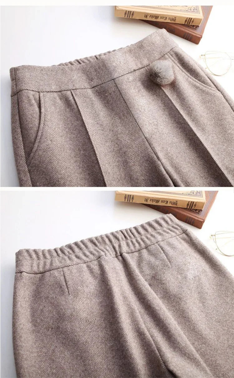 Autumn / Winter Woollen Wide Leg Ankle Length Pants