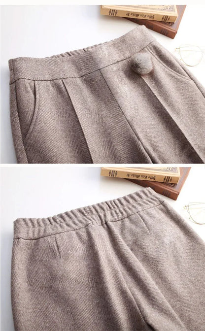 Autumn / Winter Woollen Wide Leg Ankle Length Pants