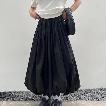 Kawaii Streetwear Vintage A-line Balloon Maxi Skirt