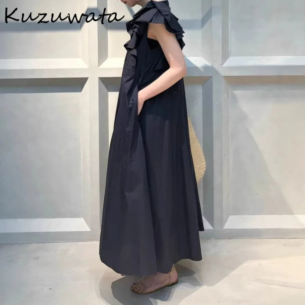Kuzuwata Vintage Moda Literary Ruffles Dress