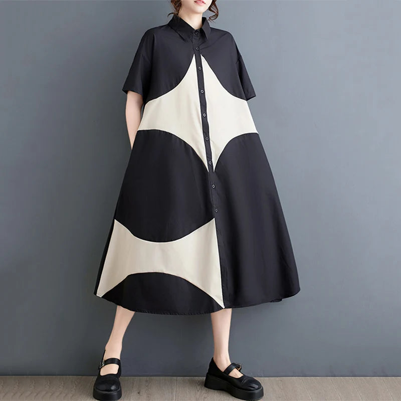 Vintage Patchwork Shirt Dress | Effortless Style Summer 2025 -  Écru Doux