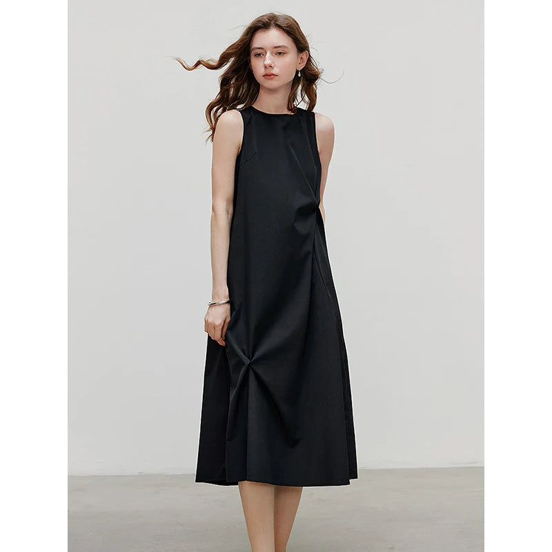 TOYOUTH Elegant Dress 2025 | Summer O-Neck Midi Style -  Écru Doux