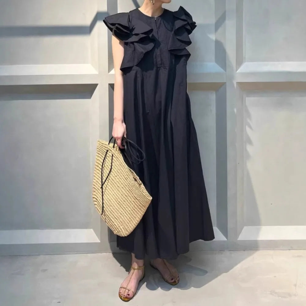 Kuzuwata Vintage Moda Literary Ruffles Dress -  Écru Doux