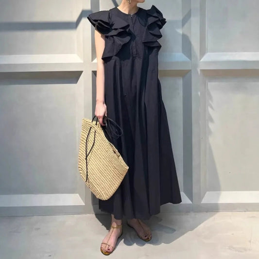 Kuzuwata Vintage Moda Literary Ruffles Dress -  Écru Doux