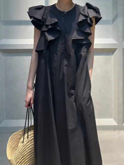 Kuzuwata Vintage Moda Literary Ruffles Dress -  Écru Doux