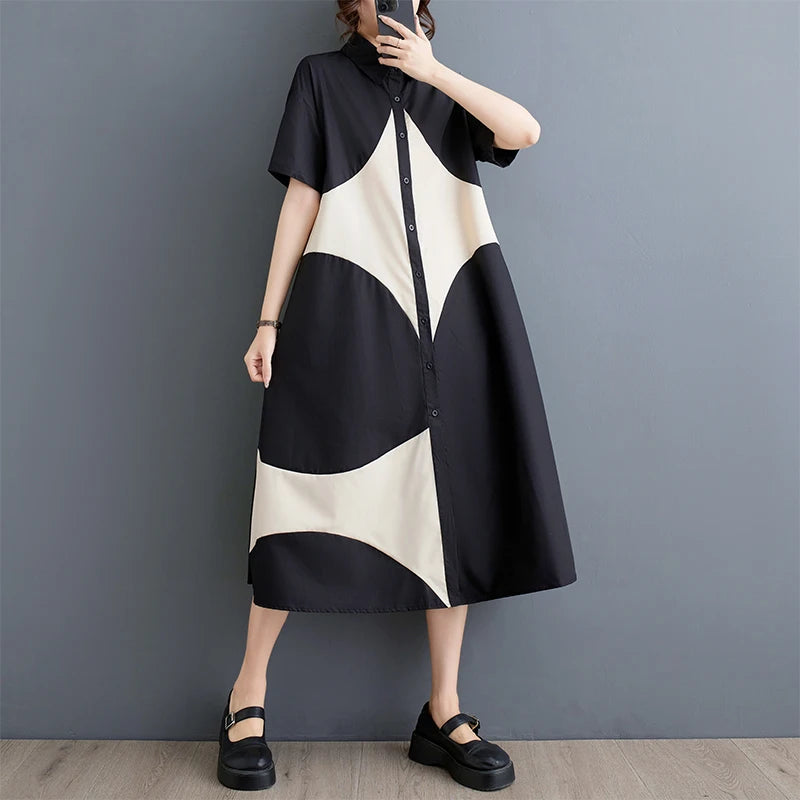Vintage Patchwork Shirt Dress | Effortless Style Summer 2025 -  Écru Doux