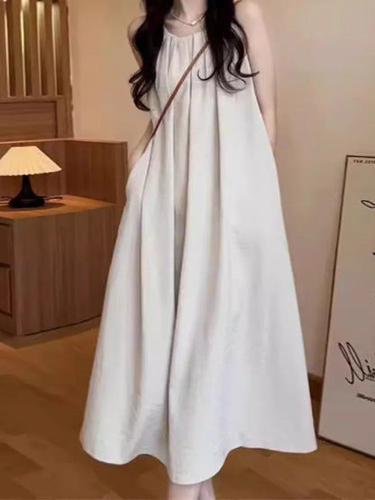 Vintage Sweet Robe Pleated Sleeveless Dress