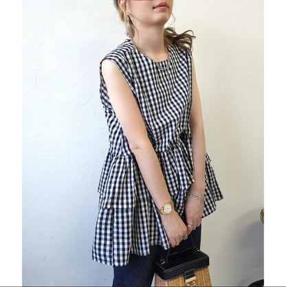 Japanese Style Ruffle Vest Top | Loose Fit Layered Blouse -  Écru Doux