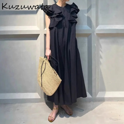 Kuzuwata Vintage Moda Literary Ruffles Dress