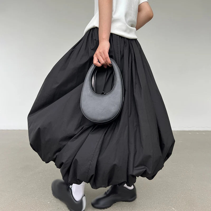 Kawaii Streetwear Vintage A-line Balloon Maxi Skirt