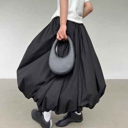 Kawaii Streetwear Vintage A-line Balloon Maxi Skirt