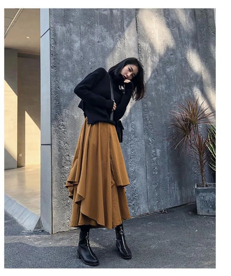 Women's Gothic Irregular Long Culottes Skirts