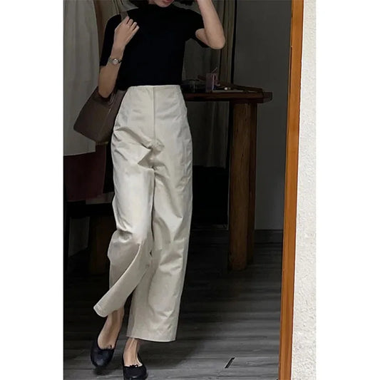 French Style Summer Wide Leg Elegant Temperament Ankle-Length Pants