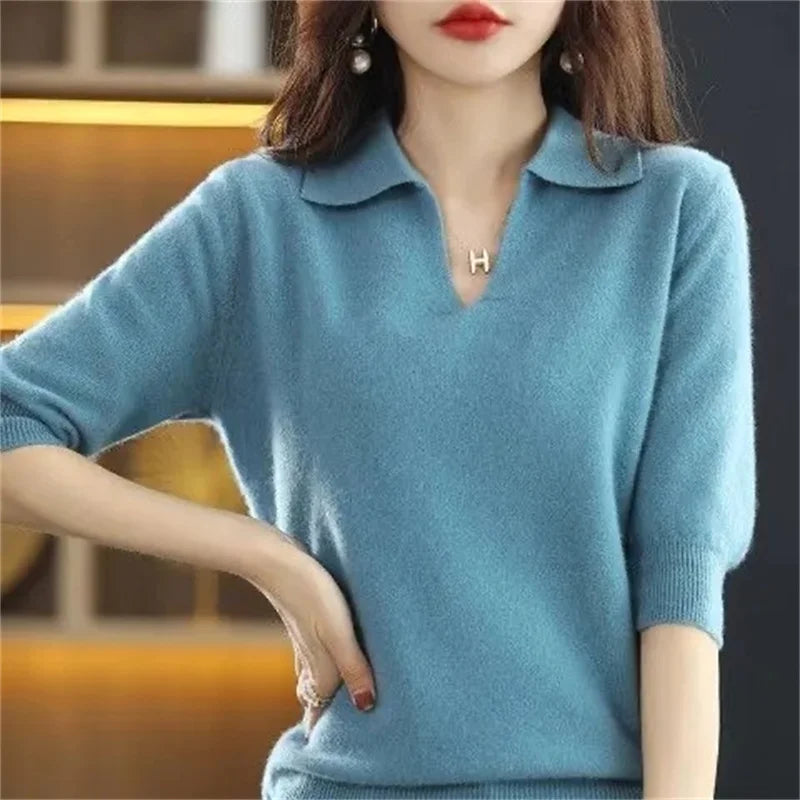 Autumn Winter Warm Sweater V-Neck Loose Pullover