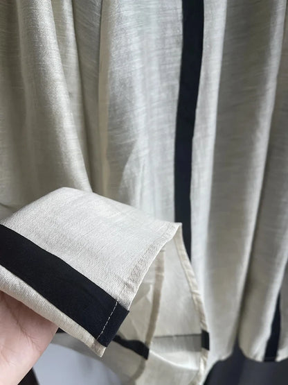 French Style Elegant A-LINE Pleated Striped Hepburn Skirt