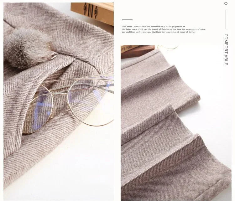 Autumn / Winter Woollen Wide Leg Ankle Length Pants