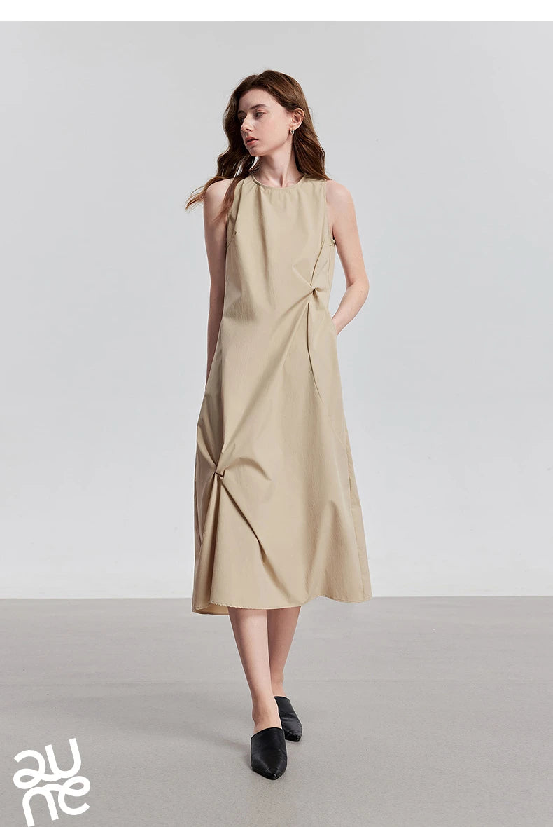 TOYOUTH Elegant Dress 2025 | Summer O-Neck Midi Style -  Écru Doux