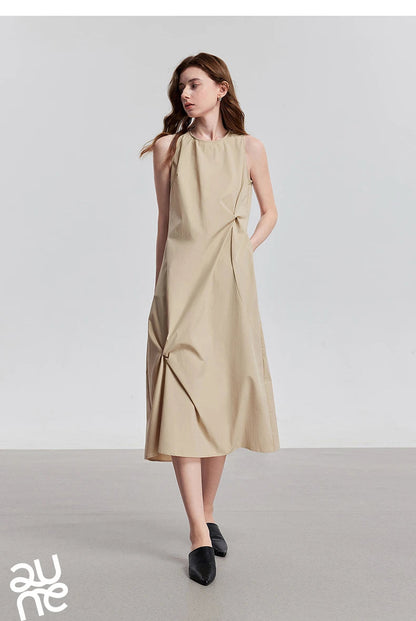 TOYOUTH Elegant Dress 2025 | Summer O-Neck Midi Style -  Écru Doux