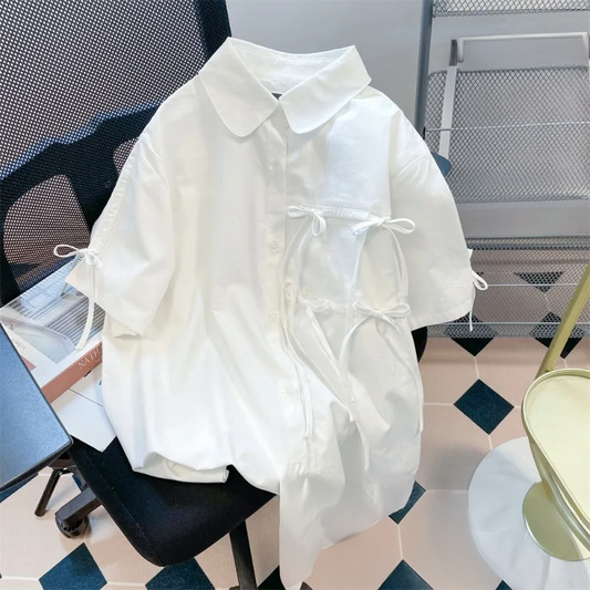 リボン ブラウス エレガンス クロップトップ