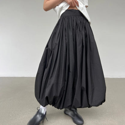 Kawaii Streetwear Vintage A-line Balloon Maxi Skirt