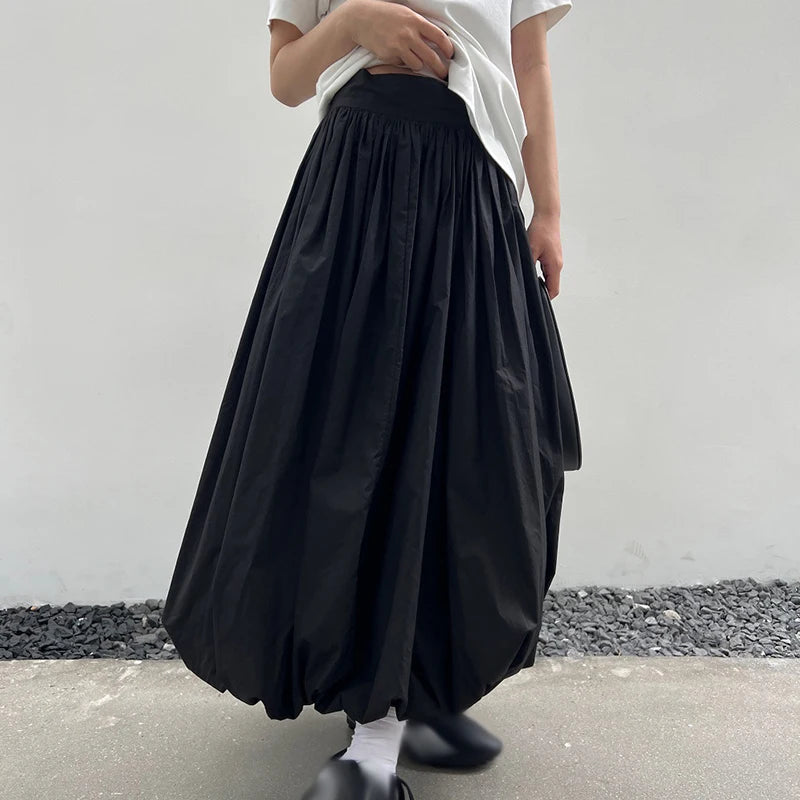 Kawaii Streetwear Vintage A-line Balloon Maxi Skirt