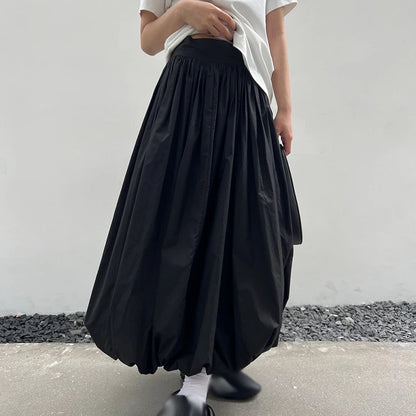 Kawaii Streetwear Vintage A-line Balloon Maxi Skirt