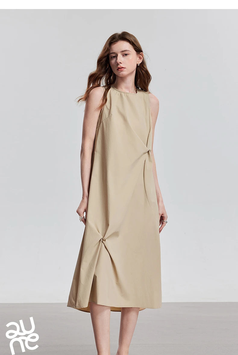 TOYOUTH Elegant Dress 2025 | Summer O-Neck Midi Style -  Écru Doux