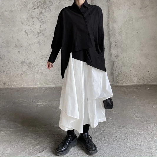 ゴシック調 アシンメトリー ロングキュロットスカート