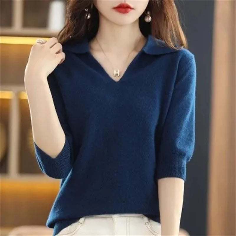 Autumn Winter Warm Sweater V-Neck Loose Pullover