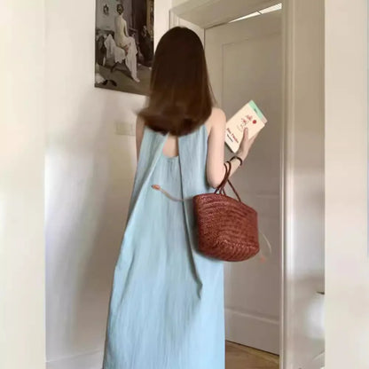 Vintage Sweet Robe Pleated Sleeveless Dress