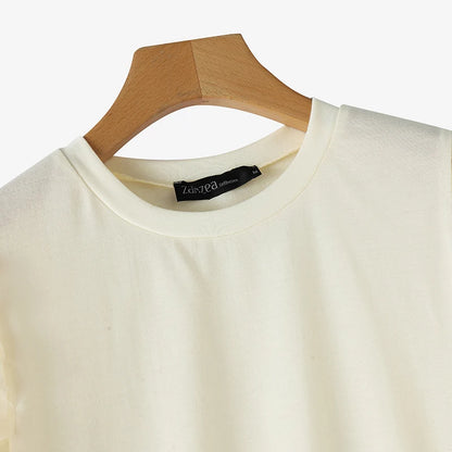 Ruffled Patchwork Lantern Short Sleeve Vintage Blouse - Écru Doux