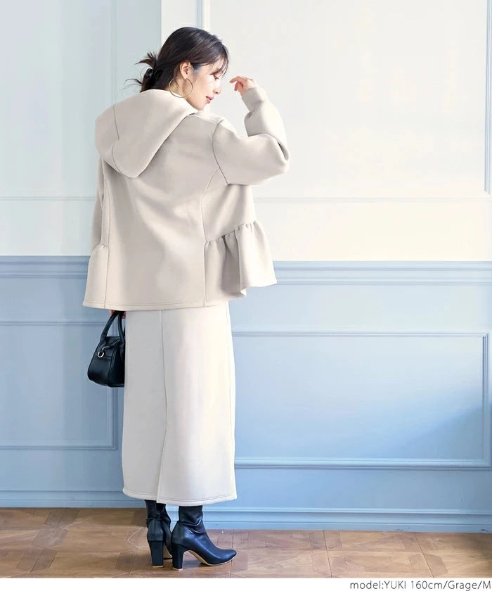 Japanese Style Hoodie Jacket | Lace Detail Casual Outerwear -  Écru Doux