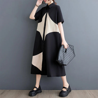 Vintage Patchwork Shirt Dress | Effortless Style Summer 2025 -  Écru Doux