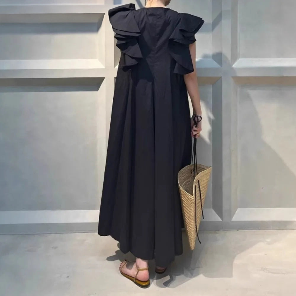 Kuzuwata Vintage Moda Literary Ruffles Dress -  Écru Doux