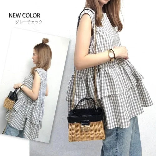 Japanese Style Ruffle Vest Top | Loose Fit Layered Blouse -  Écru Doux