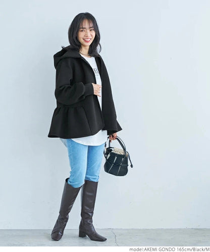 Japanese Style Hoodie Jacket | Lace Detail Casual Outerwear -  Écru Doux