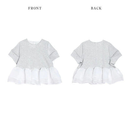 Japanese Style Short-Sleeved Ruffles Splicing T-Shirts
