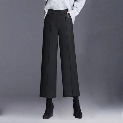 Autumn / Winter Woollen Wide Leg Ankle Length Pants