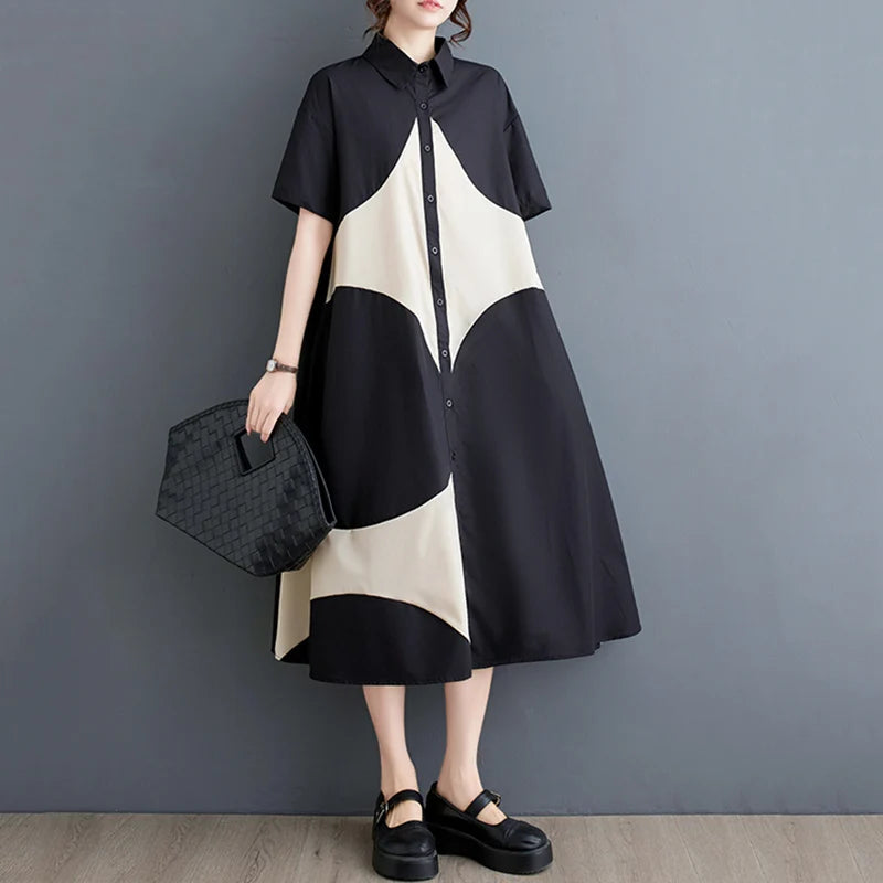 Vintage Patchwork Shirt Dress | Effortless Style Summer 2025 -  Écru Doux