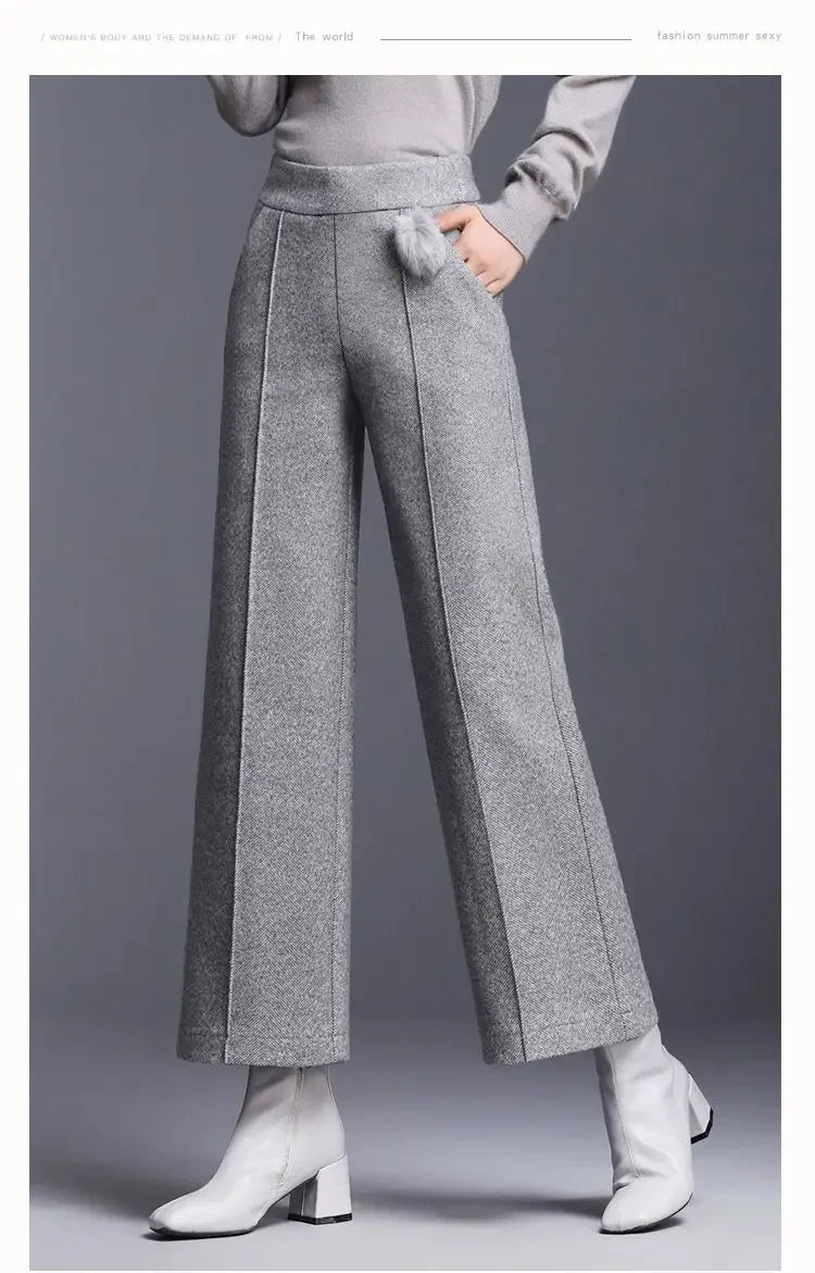 Autumn / Winter Woollen Wide Leg Ankle Length Pants