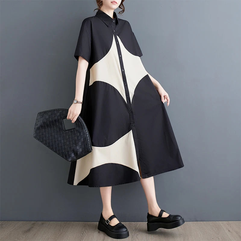Vintage Patchwork Shirt Dress | Effortless Style Summer 2025 -  Écru Doux