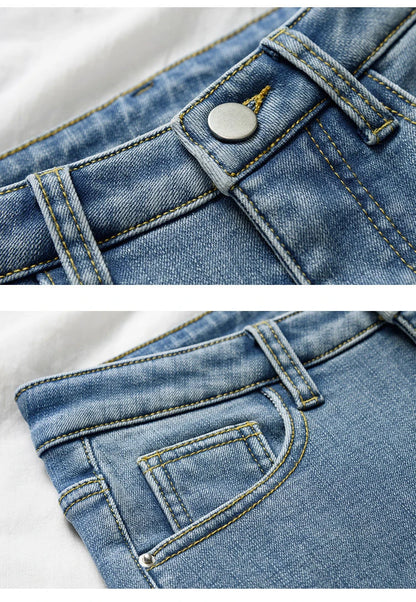 Autumn / Winter High Street Super Warm Thick Fleece Vaqueros Ankle Straight Jeans