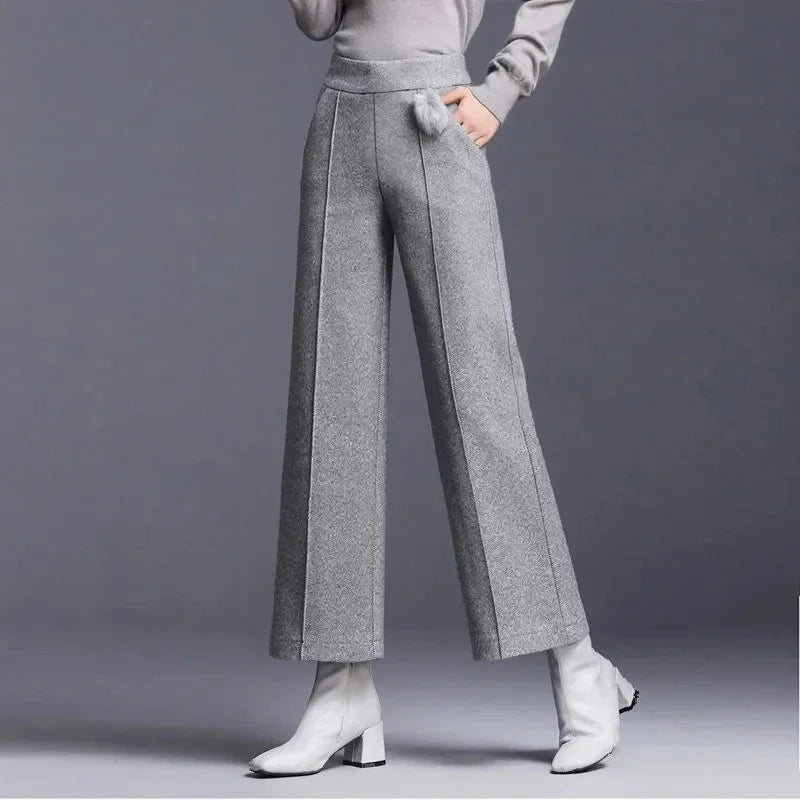 Autumn / Winter Woollen Wide Leg Ankle Length Pants