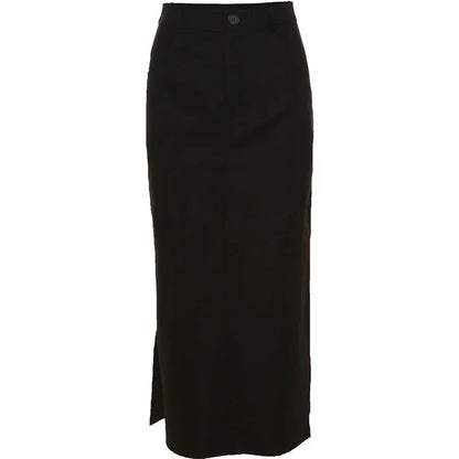 Midi Dark Grunge Tag Split Mall Gothic Punk High Raise Slim Long Skirt