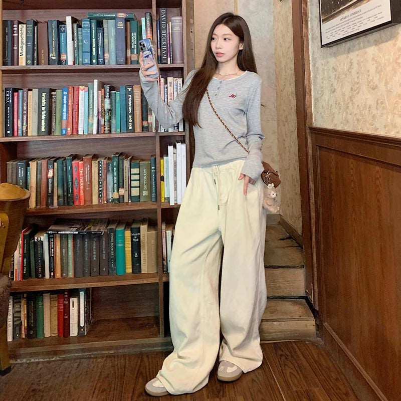 Long Sleeves O-neck T-shirt with Fake Two-piece Top