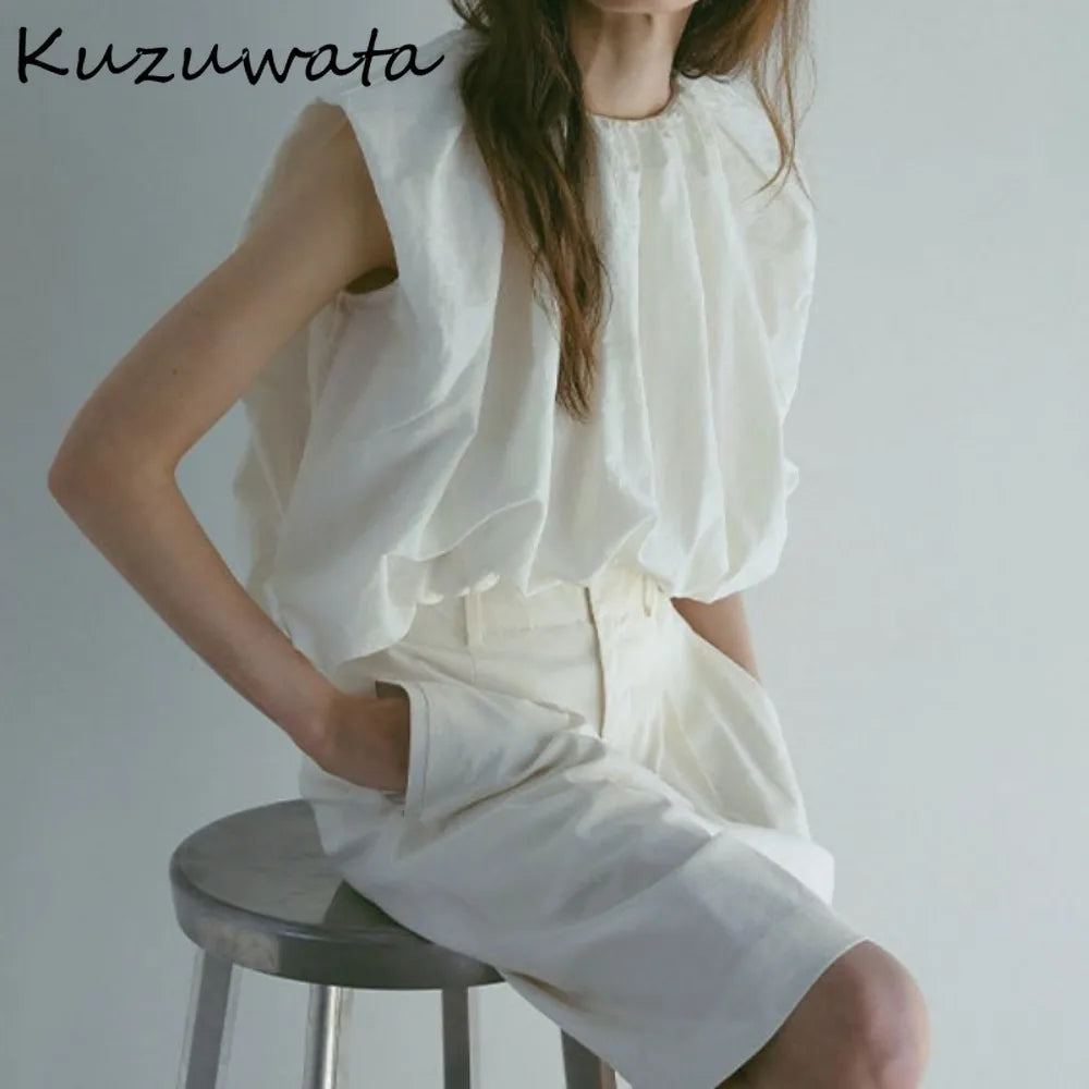 Kuzuwata Elegant Sleeveless Cloud Shirt