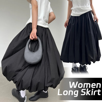 Kawaii Streetwear Vintage A-line Balloon Maxi Skirt
